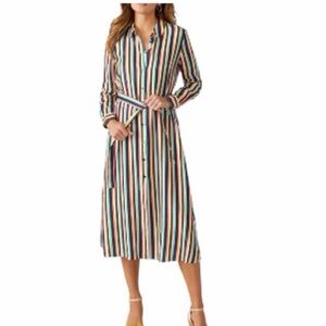 Pure Collection Multicolor Striped Long Sleeve Dress Size 10
